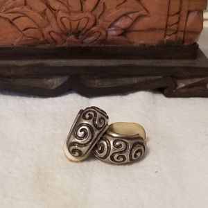 Silver artisan style clip-on earrings